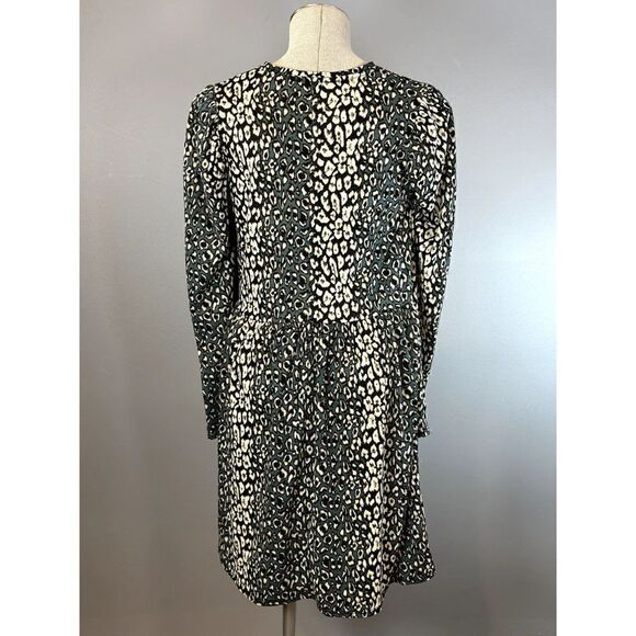 Zara Green Animal Print Long Sleeve Dress Size S - Picture 3 of 5